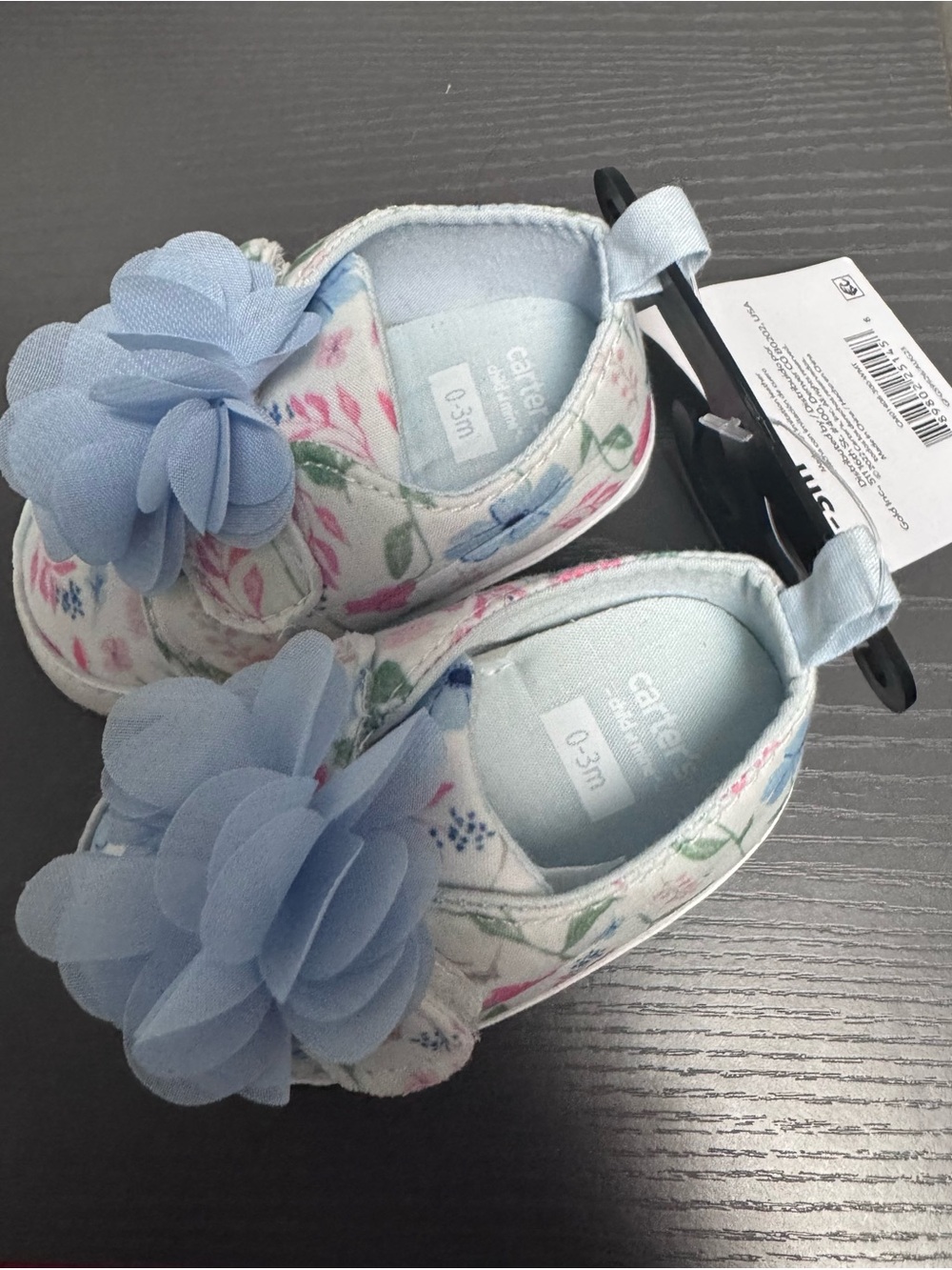 Carter's Floral Baby Slip-On Shoes with Light Blue Flower